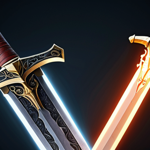 ** A side-by-side comparison of old and new Lineage equipment. On one side, depict a heavy, traditional sword, symbolizing power. On the other, a sleek, modern piece of equipment with glowing effects, representing intelligence and versatility. The background should subtly suggest a Lineage game environment.

**