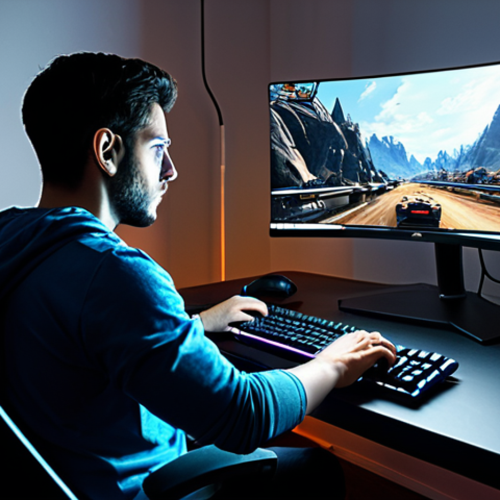 리니지 전용 마우스 설정 - **
"A professional gamer fully clothed, focused on a computer screen playing Lineage, in a comforta...