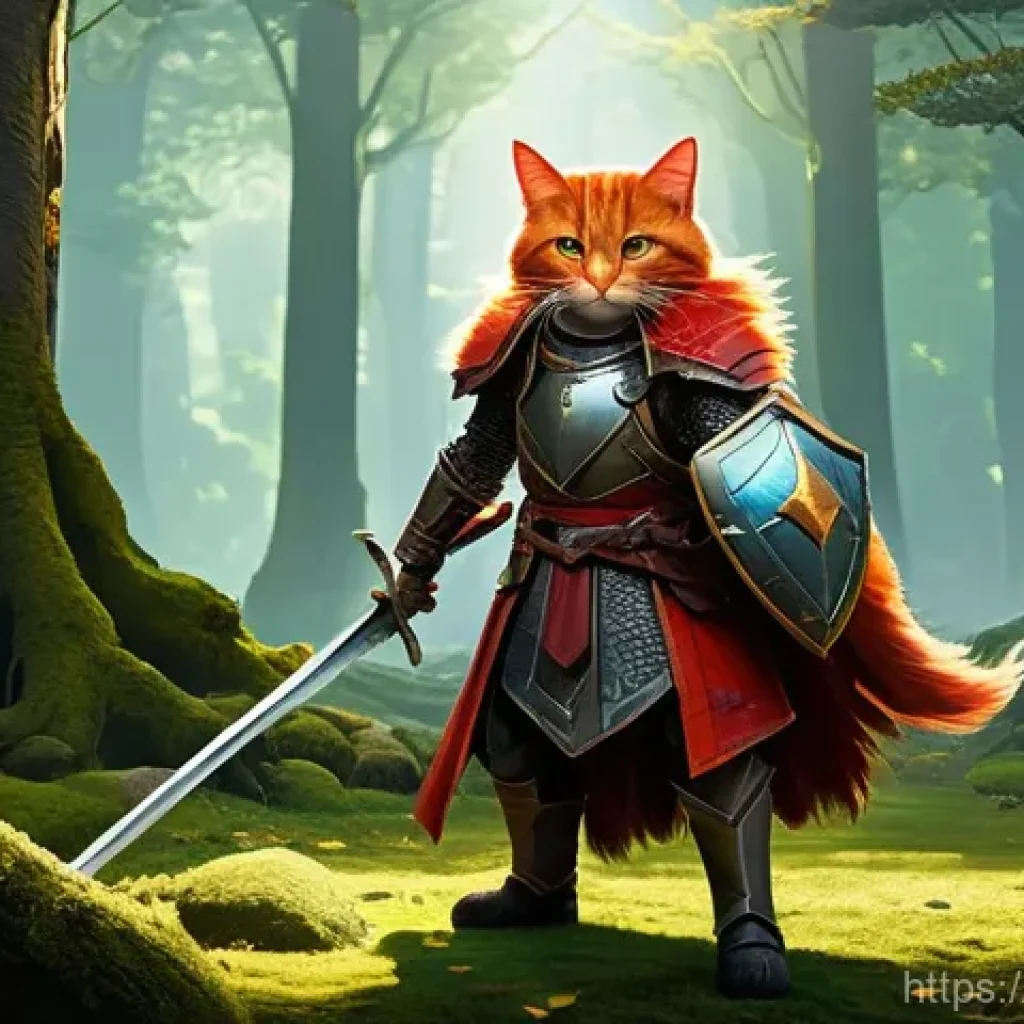 리니지 희귀 몬스터 지도 - "A young, determined Human Fighter from Lineage, wearing practical, worn leather armor and wielding ...