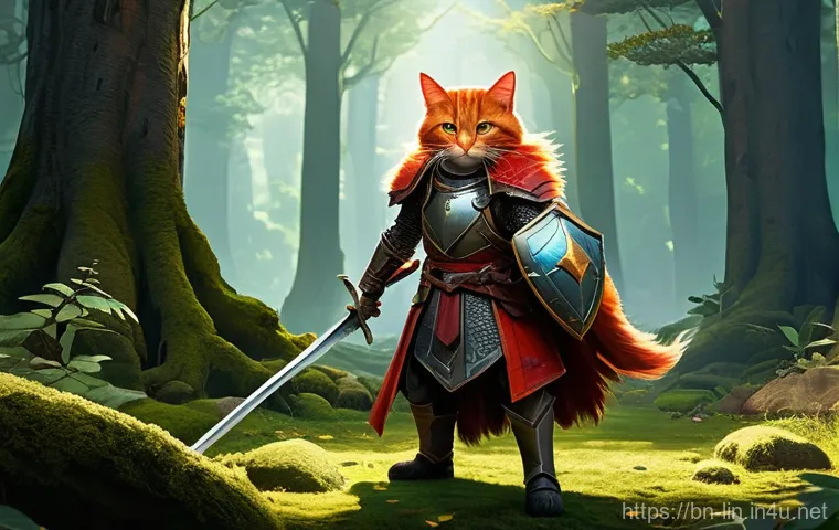 리니지 희귀 몬스터 지도 - "A young, determined Human Fighter from Lineage, wearing practical, worn leather armor and wielding ...