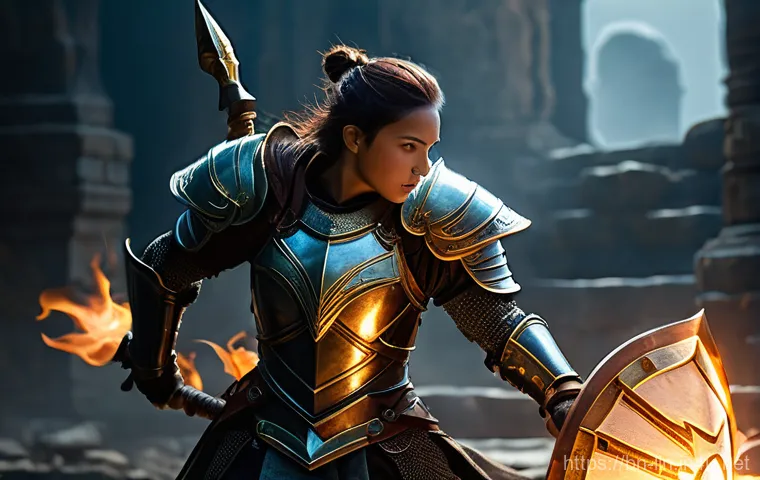 리니지 직업별 스킬 조합 - Prompt 1: Balanced Warrior in Dynamic Combat**