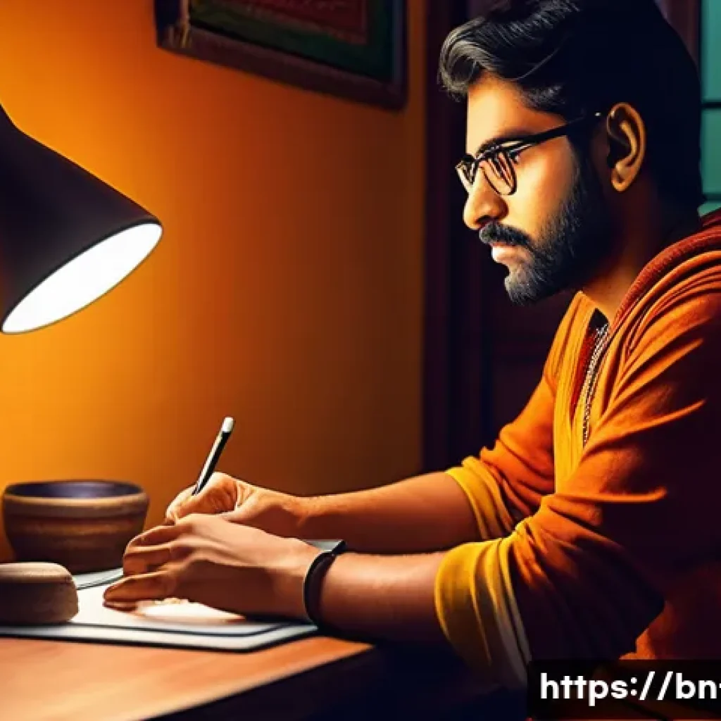 리니지 자동 사냥 설정법 - A detailed digital illustration of a Bengali gamer sitting at a desk in a cozy room, intently naviga...