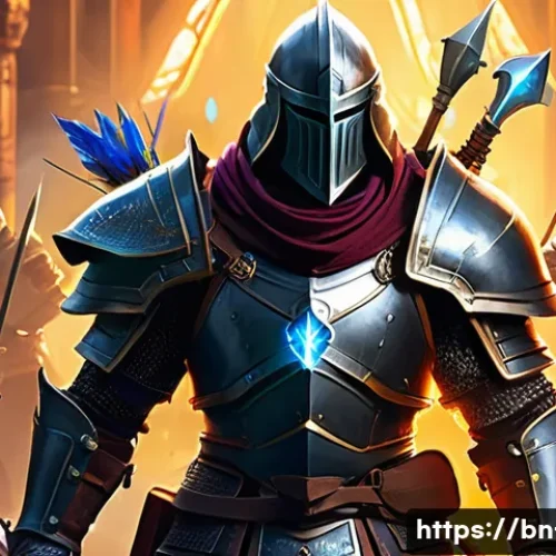 리니지 고난도 레이드 가이드 - A detailed fantasy RPG party scene showing a well-organized team in a dynamic battle formation: a he...