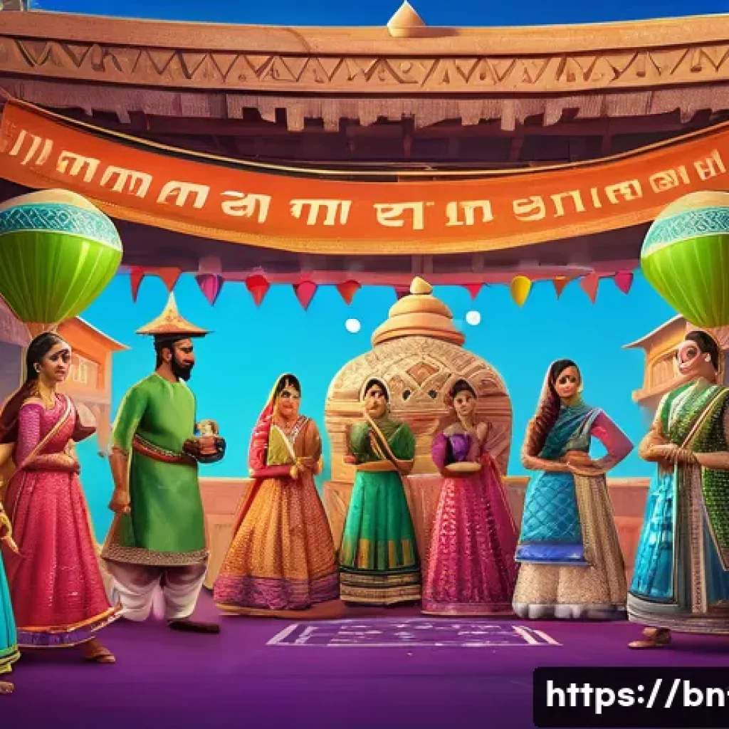 리니지 무료 다이아 주는 팁 - A vibrant and dynamic gaming event scene set in a colorful fantasy world inspired by Bengali culture...