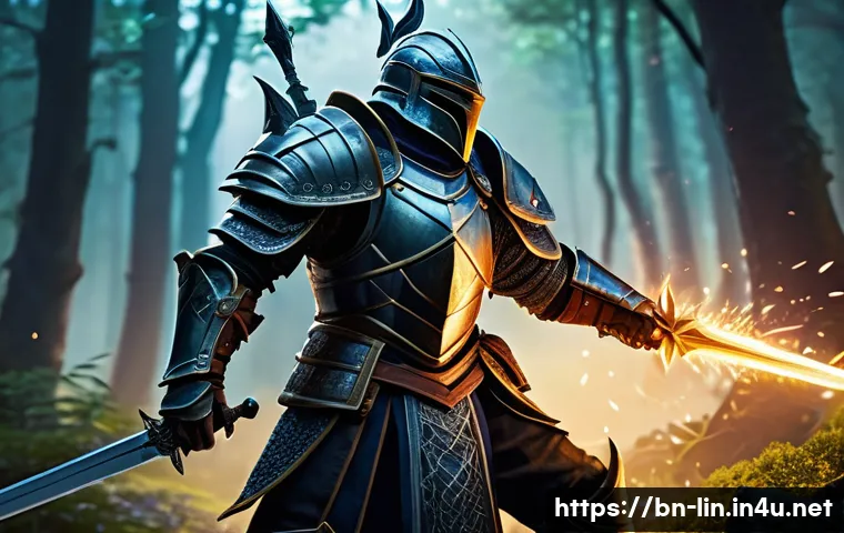 리니지 초보자 레벨업 공략 - A detailed fantasy RPG scene featuring a skilled warrior character in mid-battle against a monstrous...