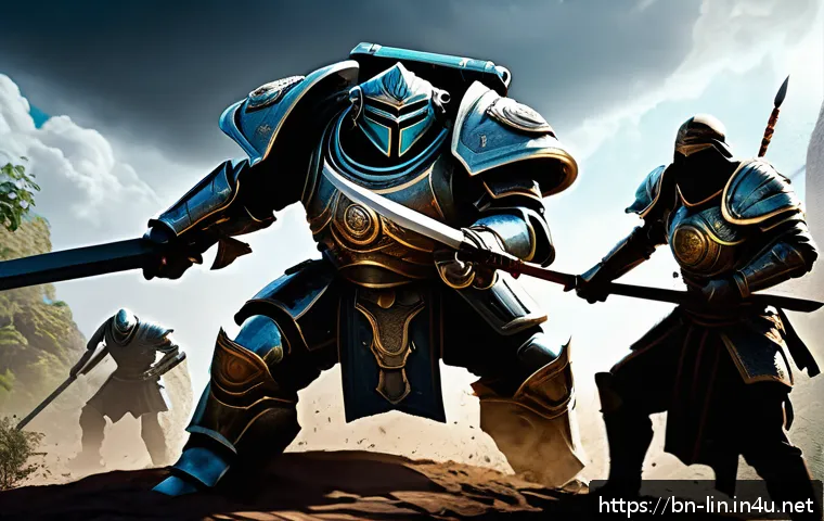 리니지 대규모 전투 준비 - A detailed digital illustration of a balanced battle team in a fantasy setting, featuring a sturdy t...
