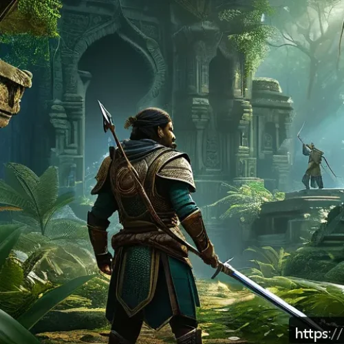 리니지 고급 사냥터 공략 - A detailed fantasy warrior scene featuring a Bengali-inspired hunter equipped with lightweight sword...