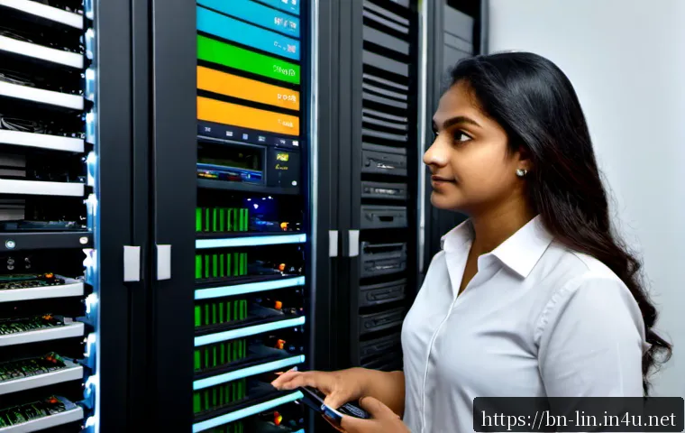 Home 17 리니지 서버 비용 절감법 - Photorealistic South Asian IT administrator in a modern Bangladesh data center, calmly comparing a c...